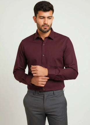 Maroon Regular Fit Formal Shirt