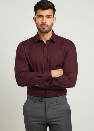 Maroon Regular Fit Formal Shirt