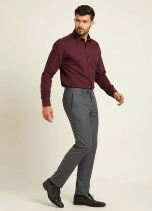 Maroon Regular Fit Formal Shirt