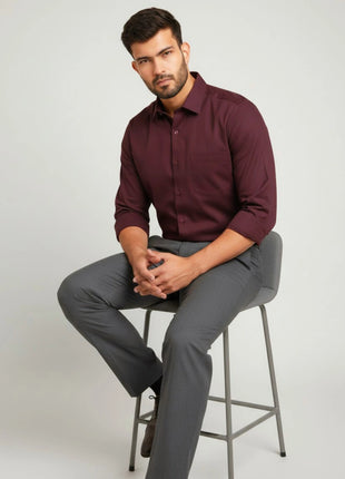 Maroon Regular Fit Formal Shirt