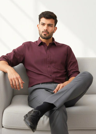 Maroon Regular Fit Formal Shirt