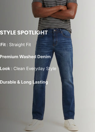 Mid Blue Straight Fit Jeans