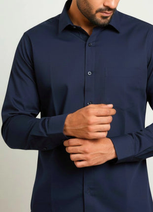 Navy Blue Cotton Rich Regular Fit Shirt
