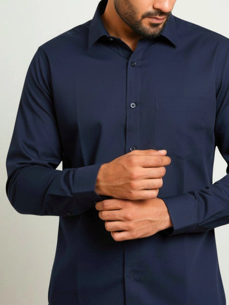 Navy Blue Regular Fit Formal Shirt