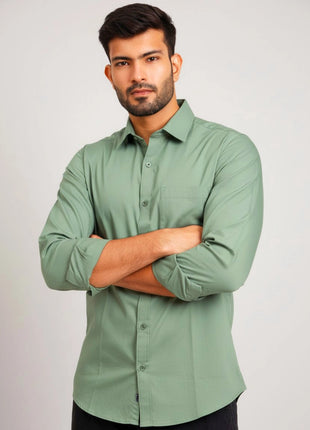Sage Green Regular Fit Formal Shirt