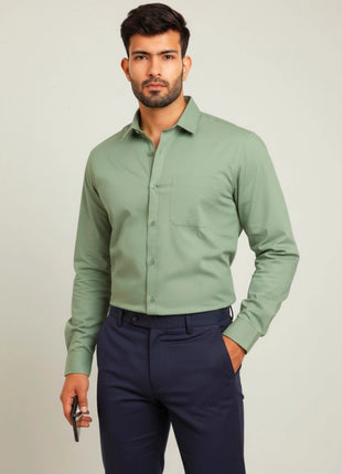 Sage Green Regular Fit Formal Shirt