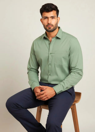Sage Green Regular Fit Formal Shirt