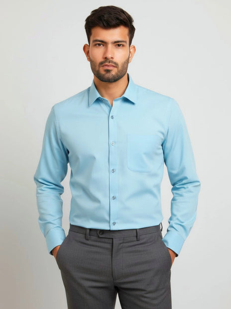 Sky Blue Regular Fit Formal Shirt