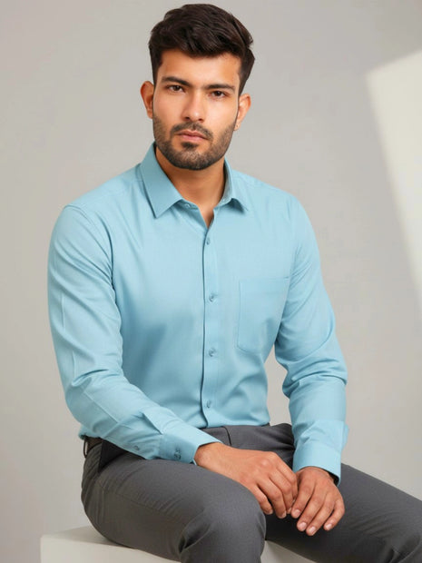 Sky Blue Regular Fit Formal Shirt