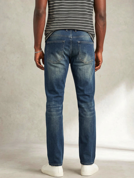 Vintage Faded Blue Straight Fit Jeans