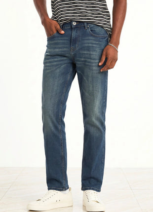 Vintage Faded Blue Straight Fit Jeans